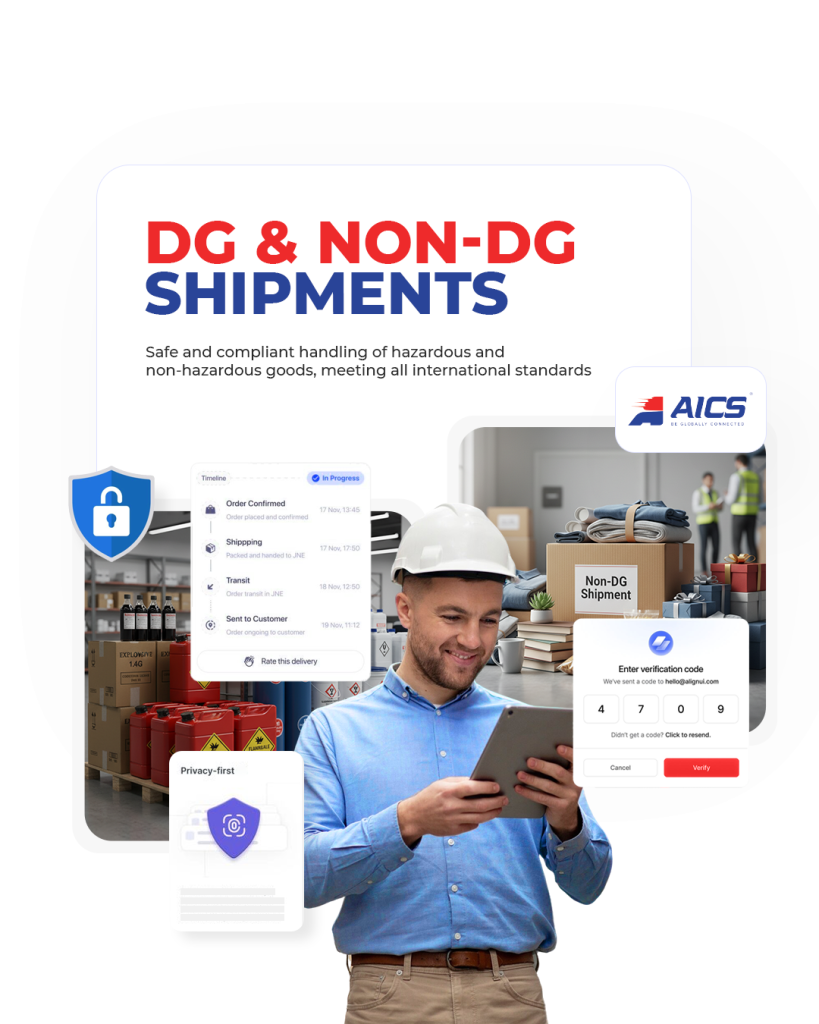 Dangerous and non dangerous goods shipping services by AICS with DG compliance and secure handling
