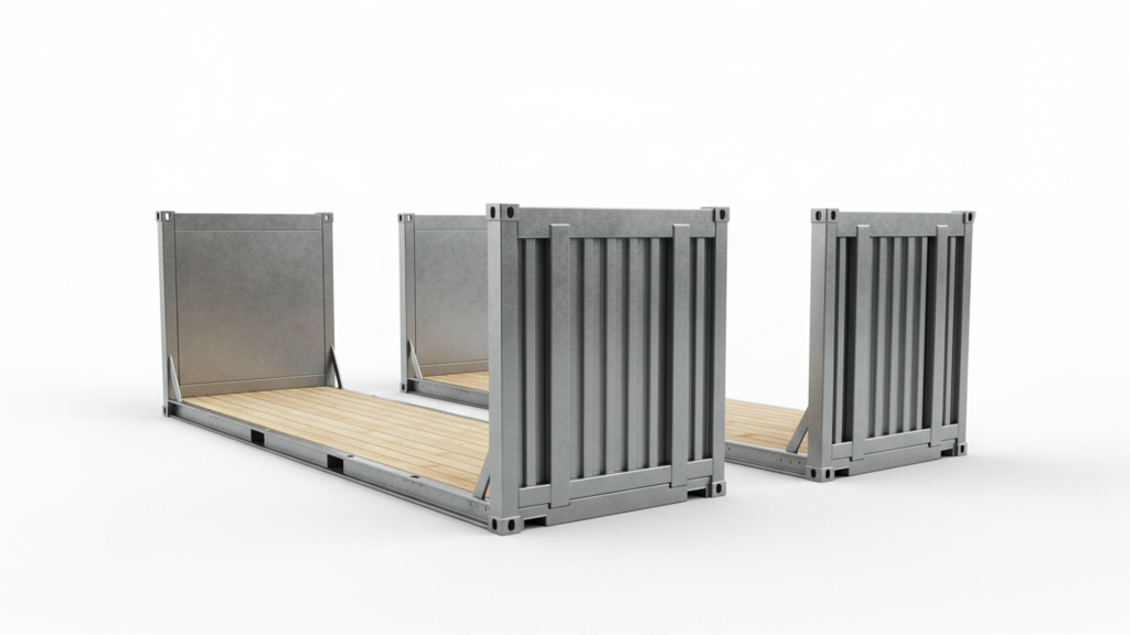 Flat rack container for heavy and out of gauge cargo in sea freight