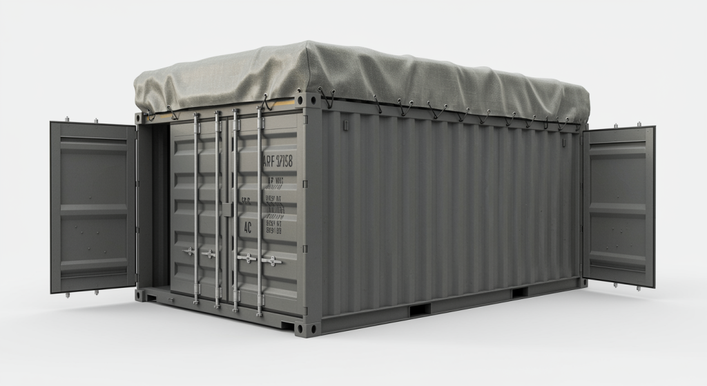 Open top container for over height and awkward cargo in sea freight shipping