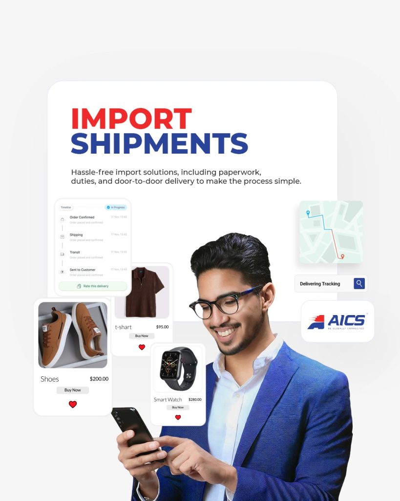 International import shipment services by AICS with customs clearance and door to door delivery