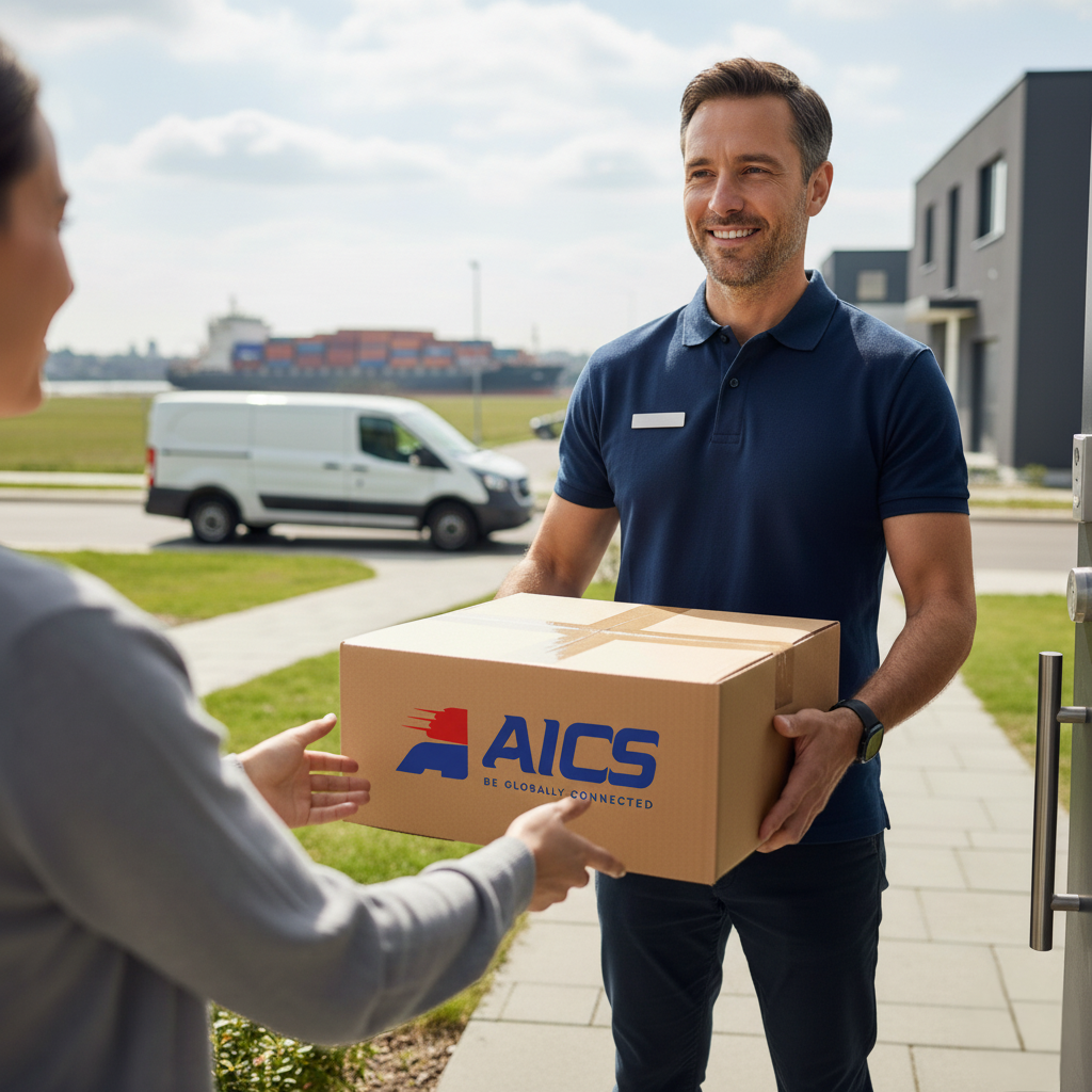 International courier service with door to door parcel pickup and delivery