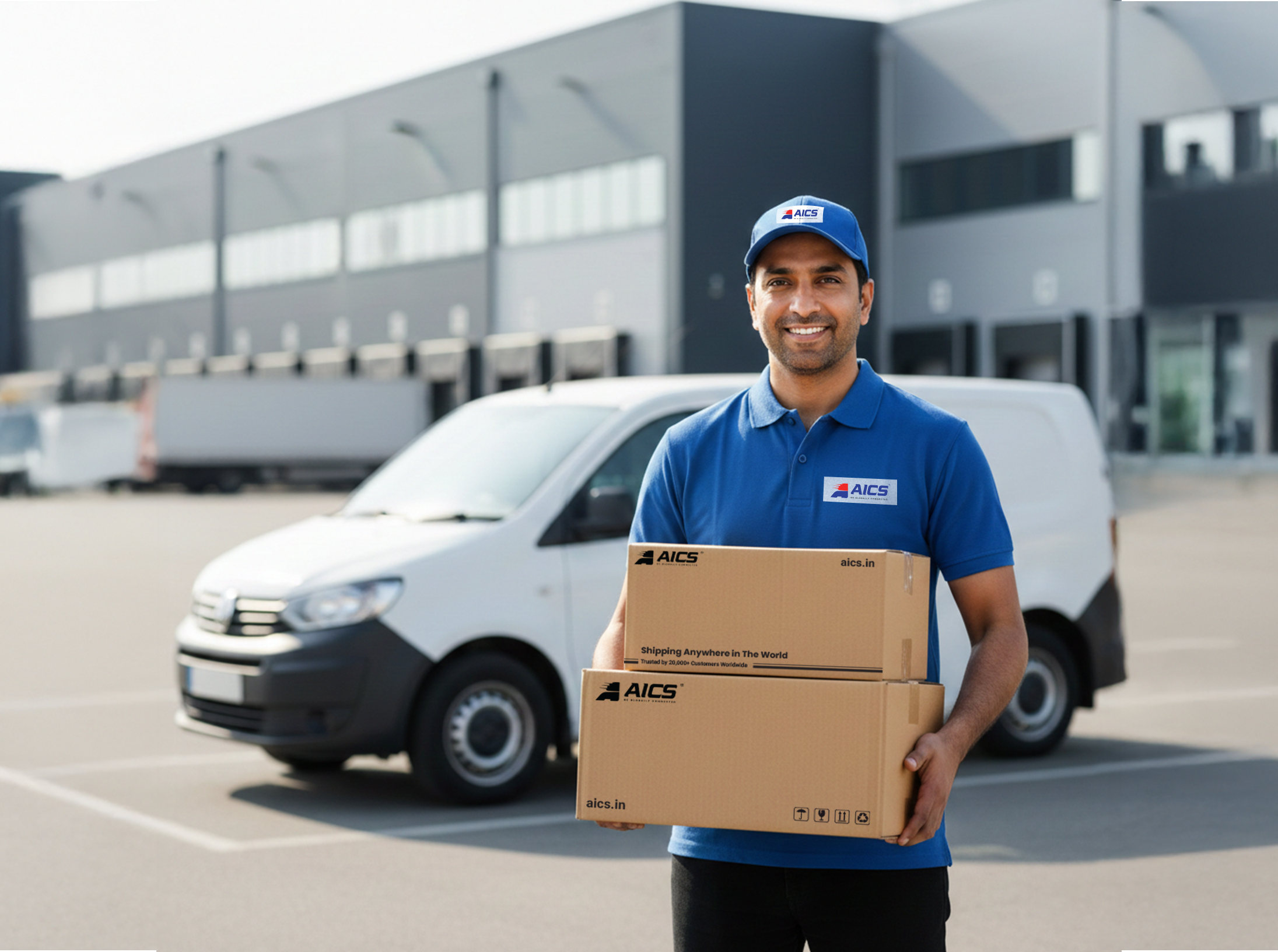 AICS courier executive providing fast and secure international door to door delivery service