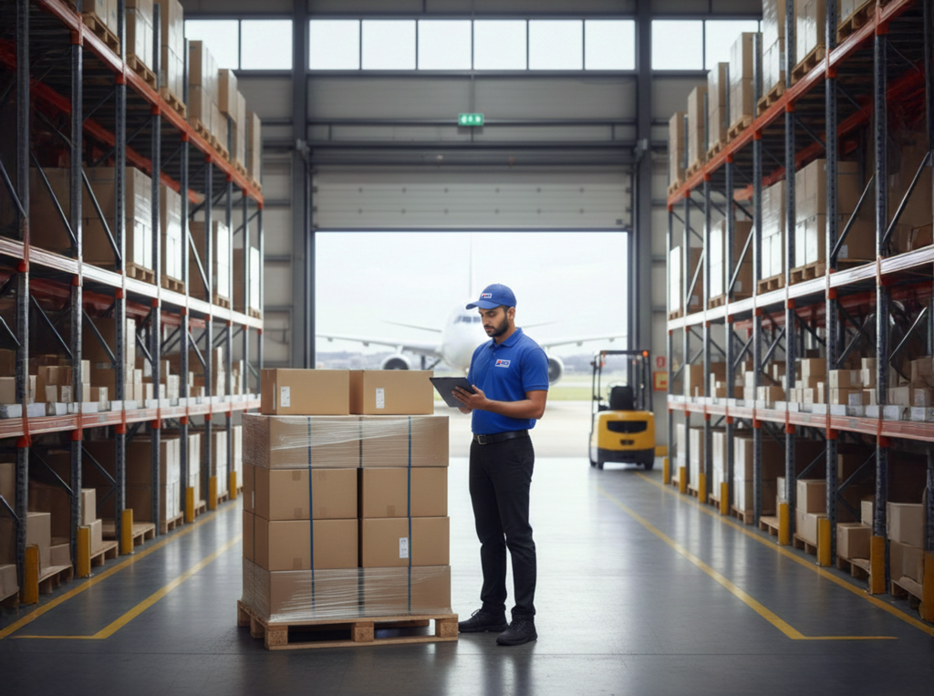 Export shipment handling with packing paperwork and customs documentation support