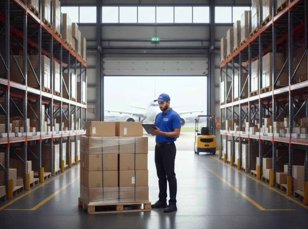 Export shipment handling with packing paperwork and customs documentation support