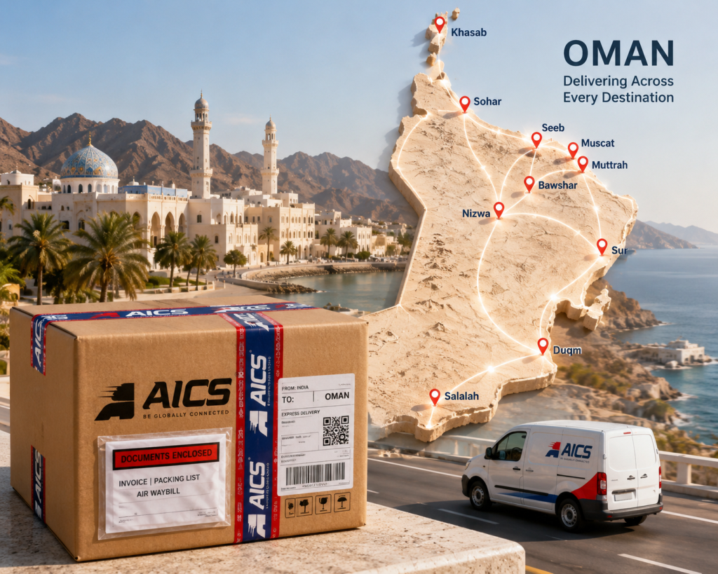 Courier to Oman from India by AICS Logistics