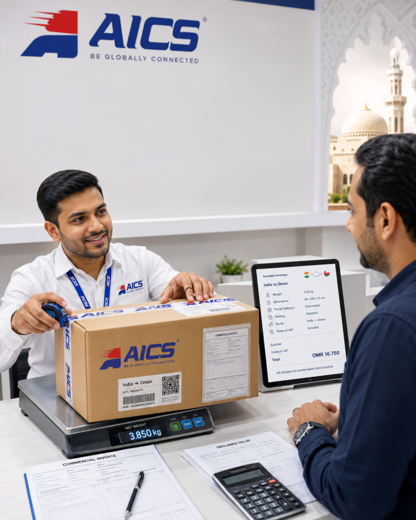 Courier to Oman from India by AICS Logistics