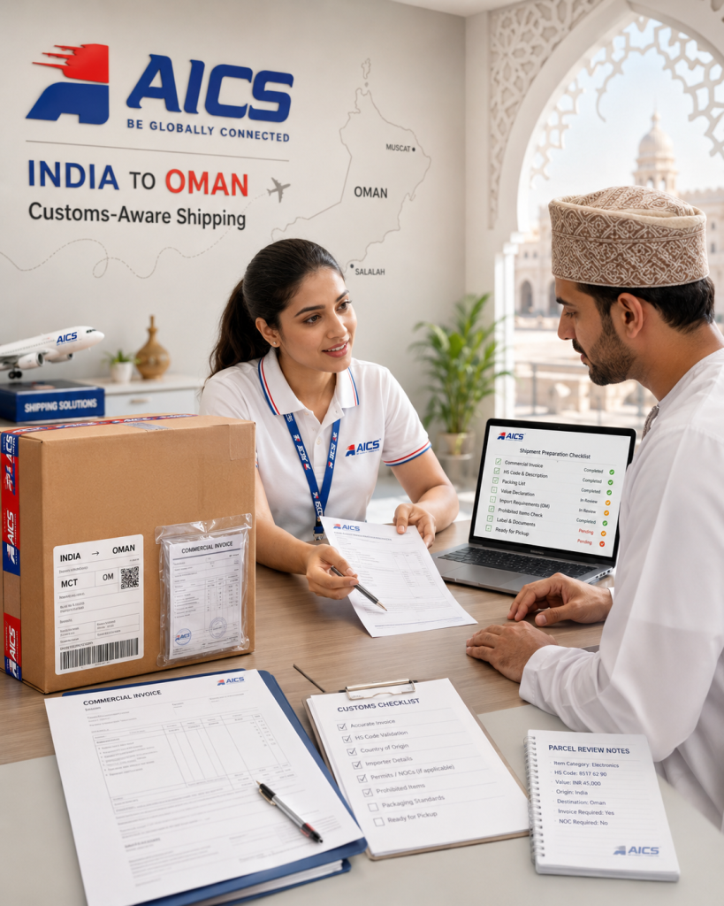 Courier to Oman from India by AICS Logistics