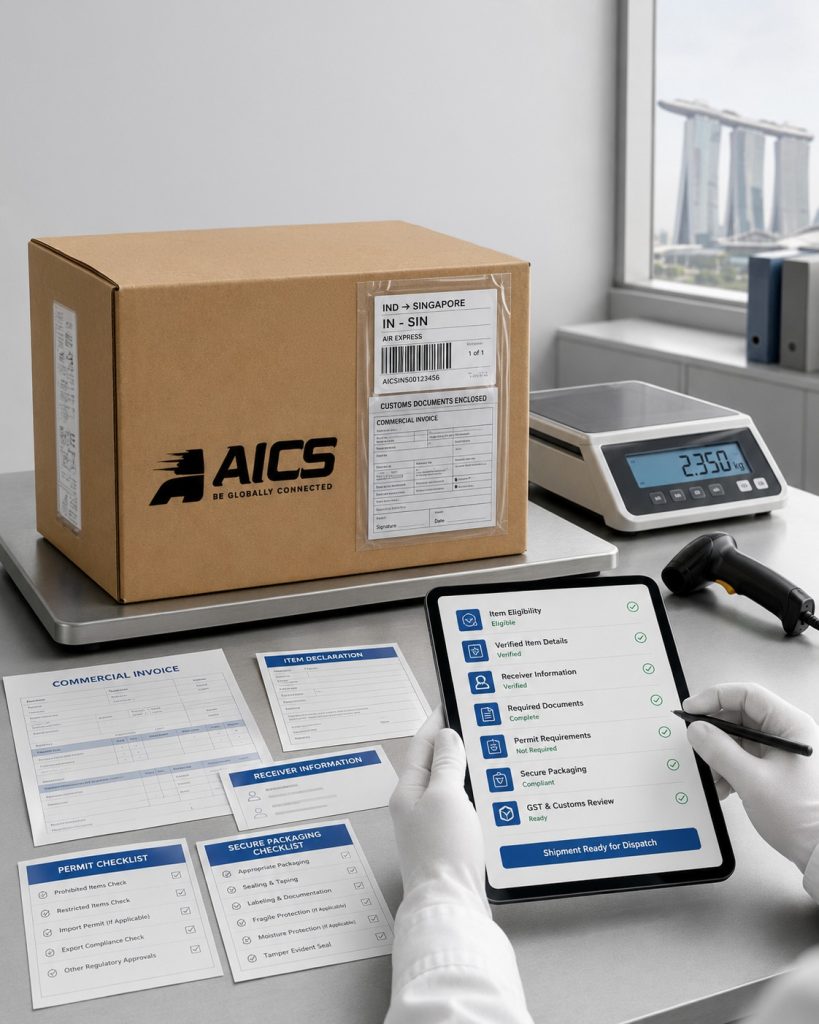 Courier to Singapore from India by AICS Logistics