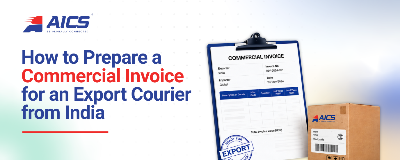 Commercial invoice for export courier from India
